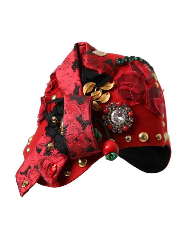 Dolce & Gabbana  Crystal  Roses Brooch Embellished Women's Hat