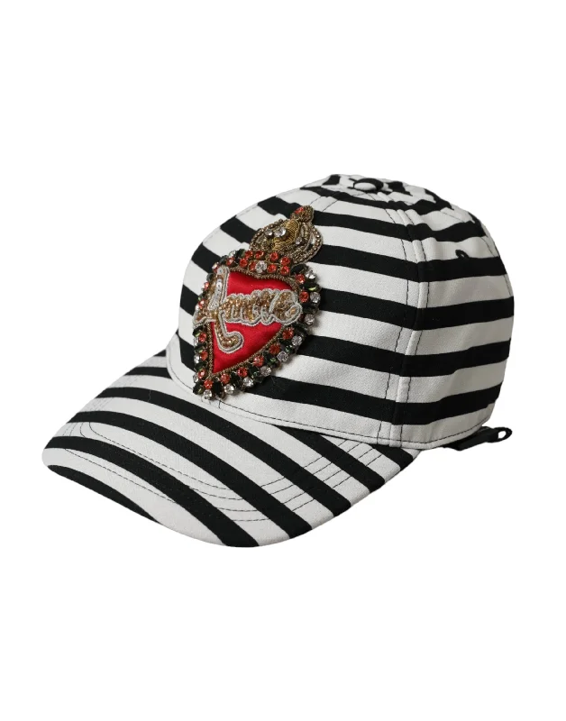 Dolce & Gabbana   Stripe Amore Heart Applique Baseball Women's Hat