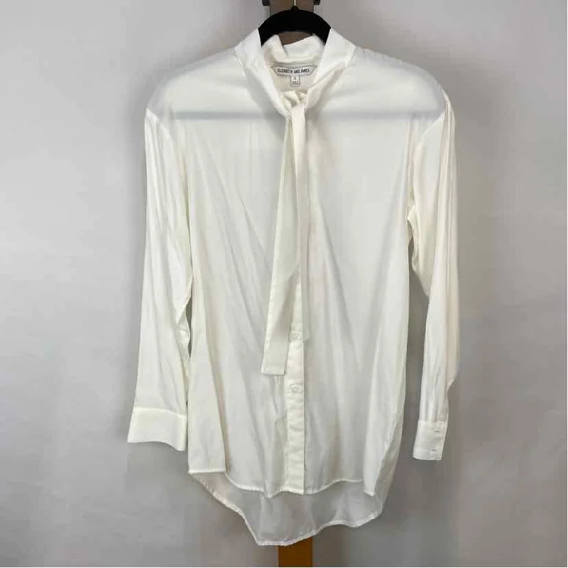 Elizabeth and James Women's Size S White Solid Long Sleeve Shirt