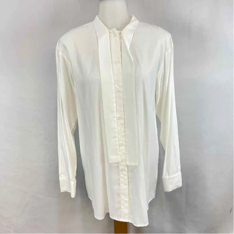 Elizabeth and James Women's Size S White Solid Long Sleeve Shirt