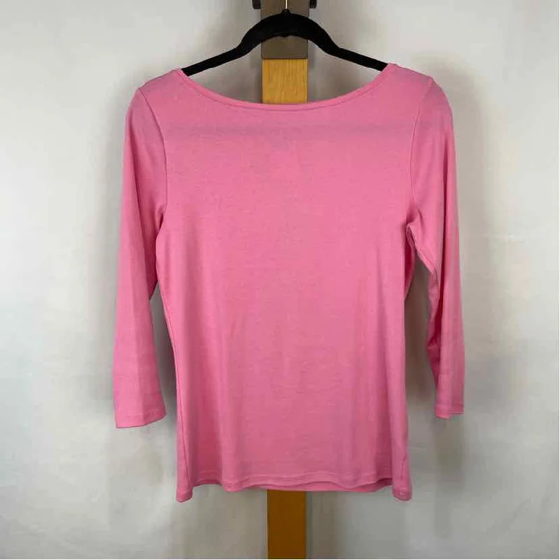 Talbots Women's Size S Pink Solid Long Sleeve Shirt