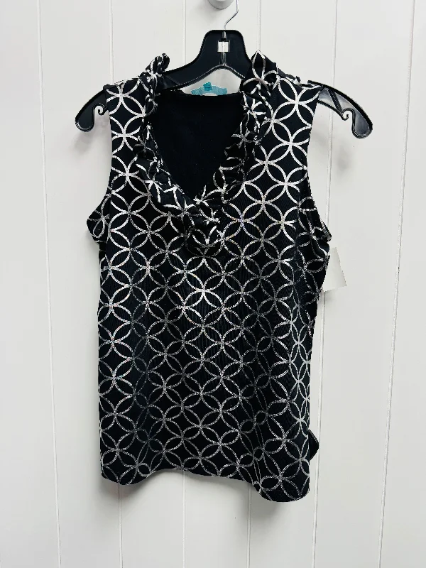 Top Sleeveless By ANTHONYS In Black & Silver, Size: S