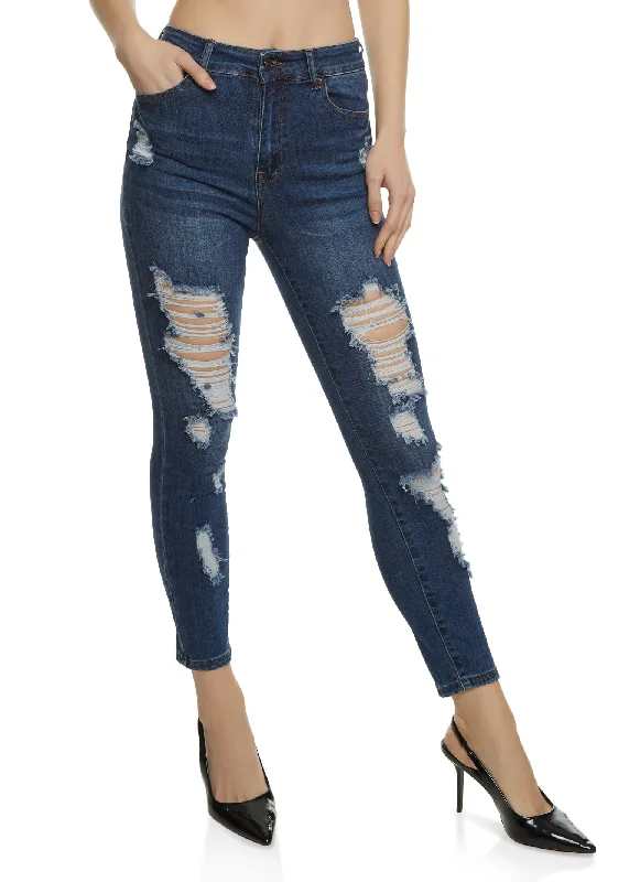 WAX High Rise Distressed Skinny Jeans