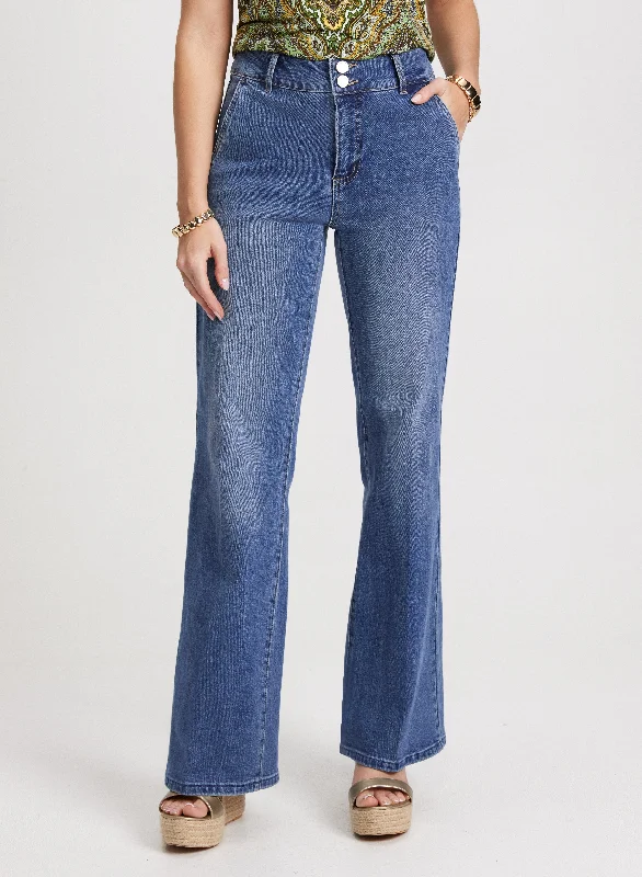 High-Rise Flared Denim Pants