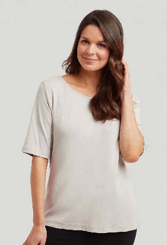 Cotton Rib Bianca Top -Stone