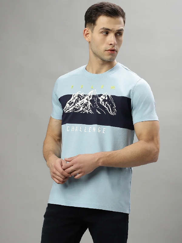 Iconic Blue Printed Regular Fit T-Shirt