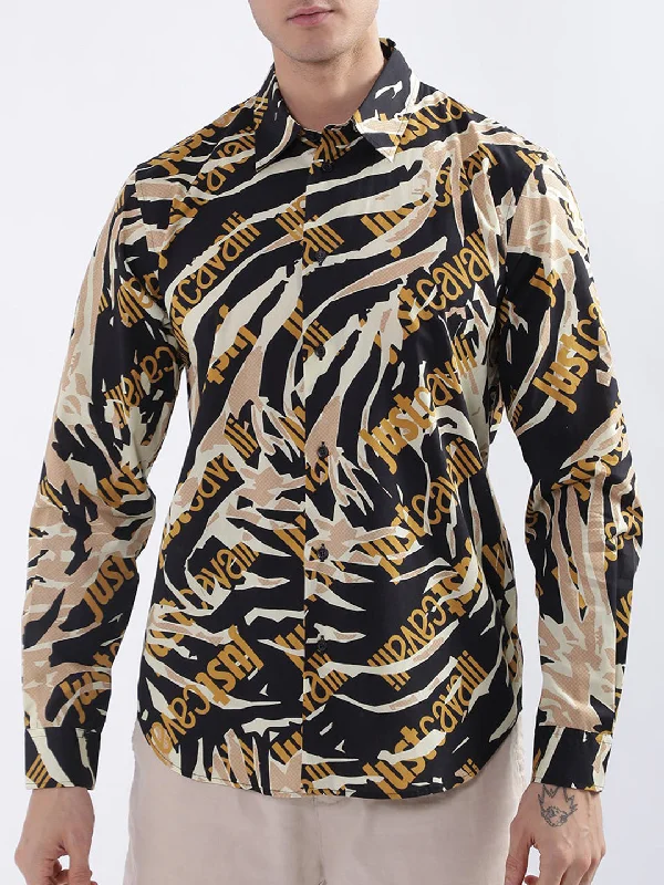 Just Cavalli Men Multi Printed Collar Shirt