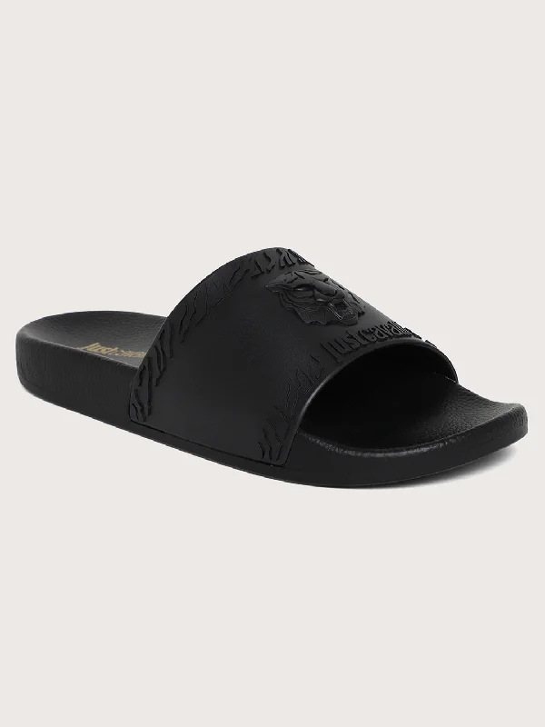 Just Cavalli Men Black Sliders