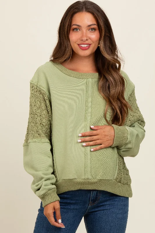 Sage Lace French Terry Maternity Top