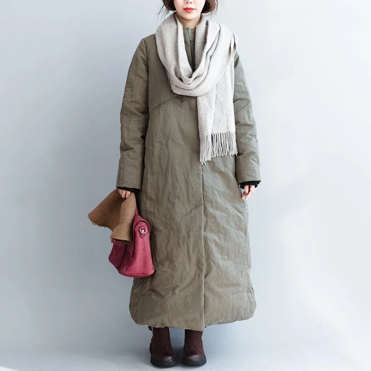 Casual Tea green Parkas plus size down overcoat women long coats winter jacket