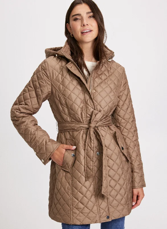 Diamond Quilt Belted Jacket