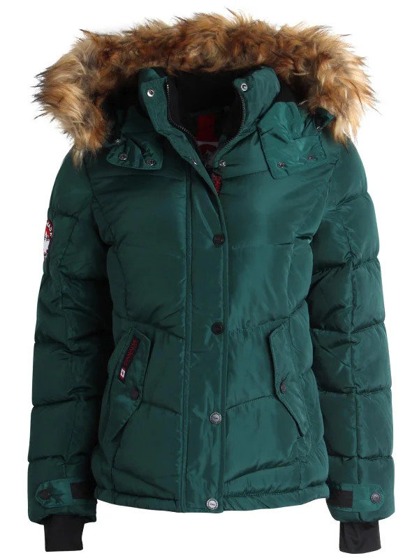 OLCW905EC Womens Faux Fur Trim Insulated Puffer Jacket