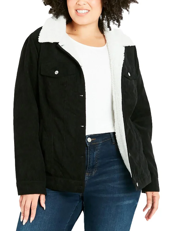 Plus Womens Shearling Warm Trucker Jacket