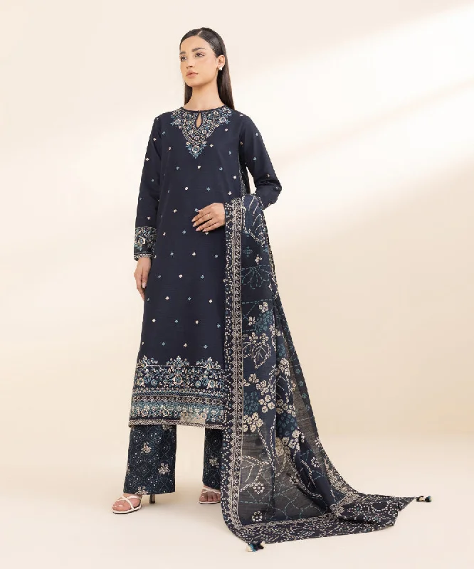 3 Piece - Embroidered Light Khaddar Suit