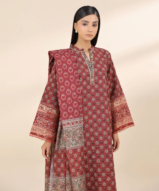 3 Piece - Embroidered Khaddar Suit