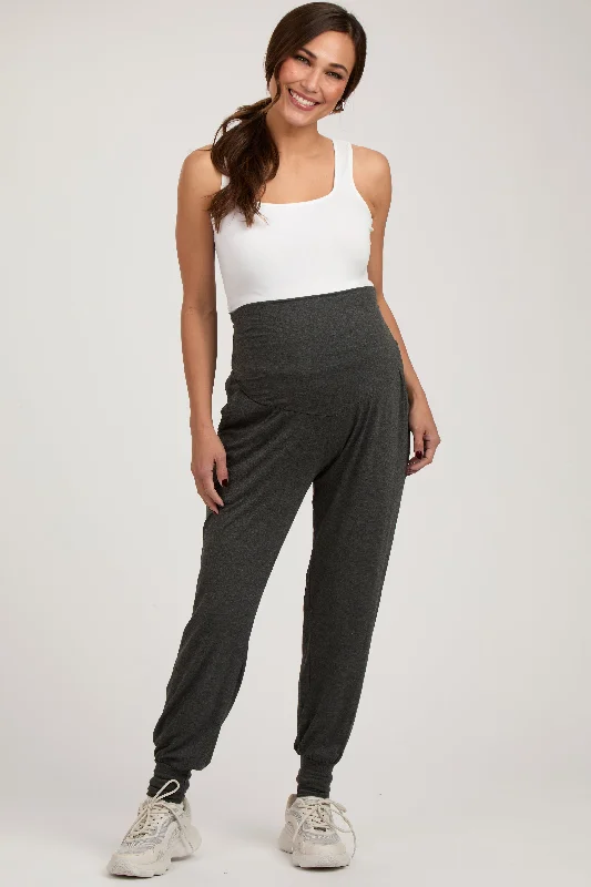 Charcoal Soft Knit Maternity Joggers