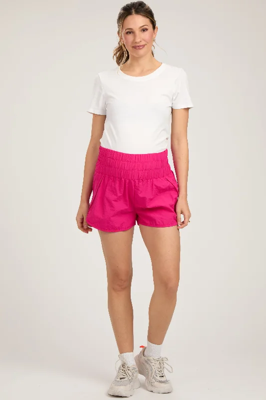 Magenta Curved Hem Active Maternity Shorts