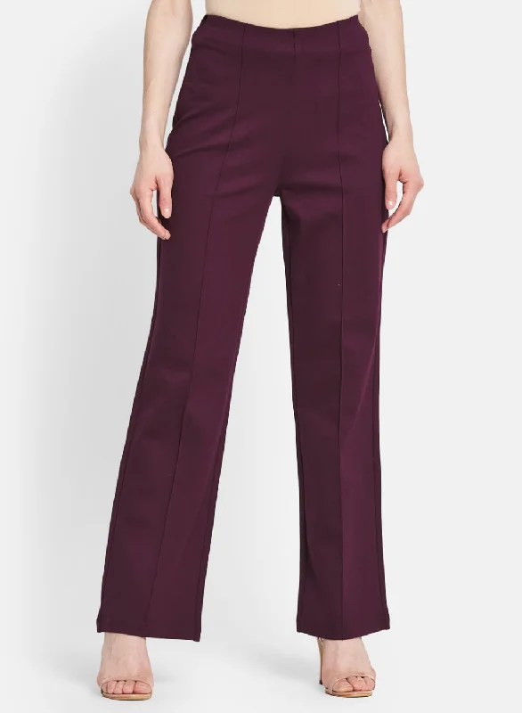 Women Burgundy Solid Jegging