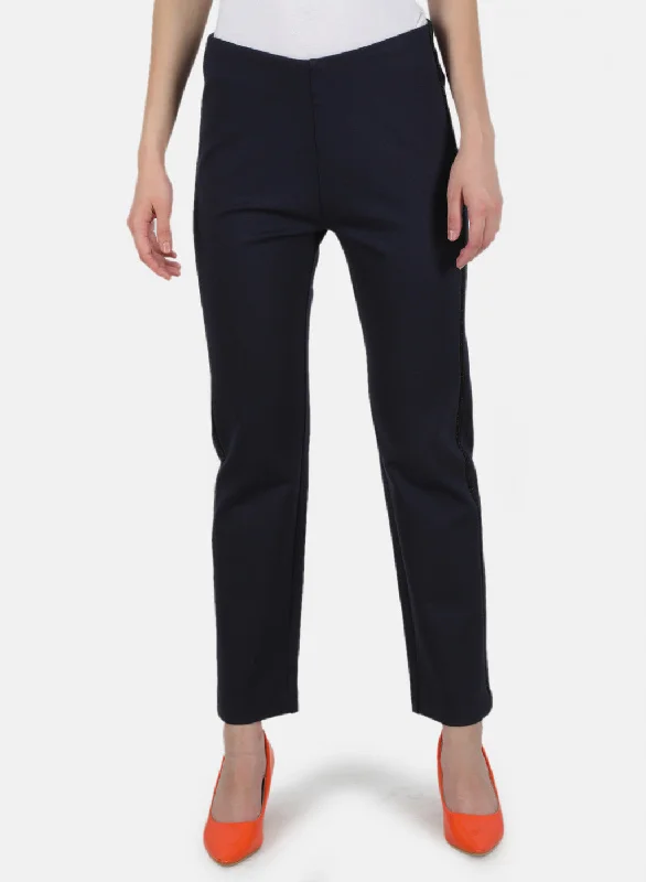 Women Navy Blue Plain Jegging