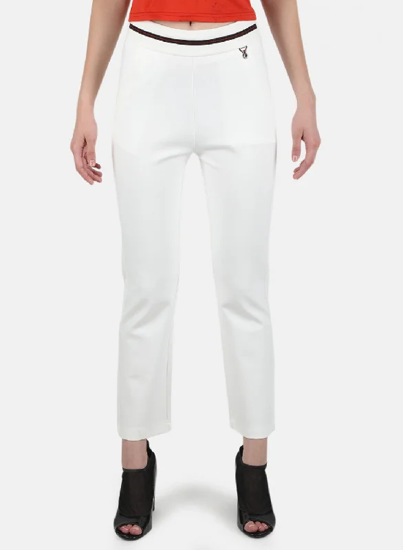 Women Off White Plain Jegging