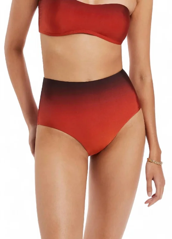 Oia Sunset High Waist Hipster Bottom Pant In Burnt Orange