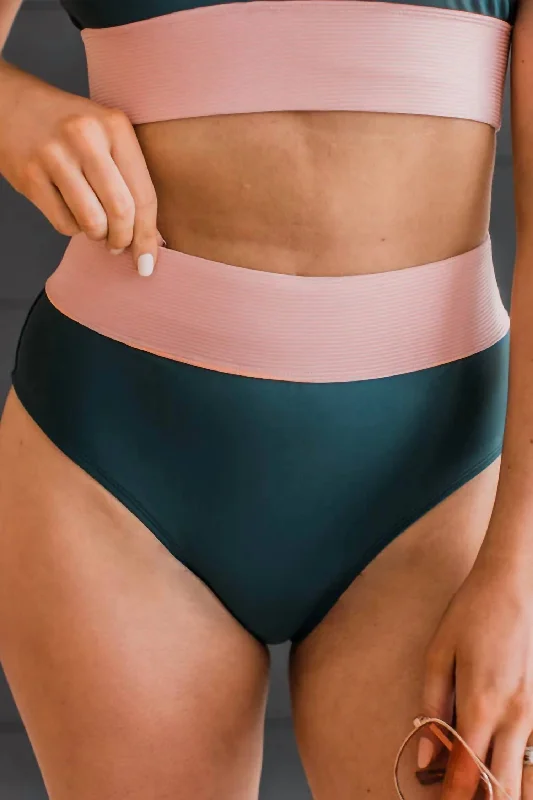 Ray Of Sunshine Swim Bottoms In Teal & Baby Pink