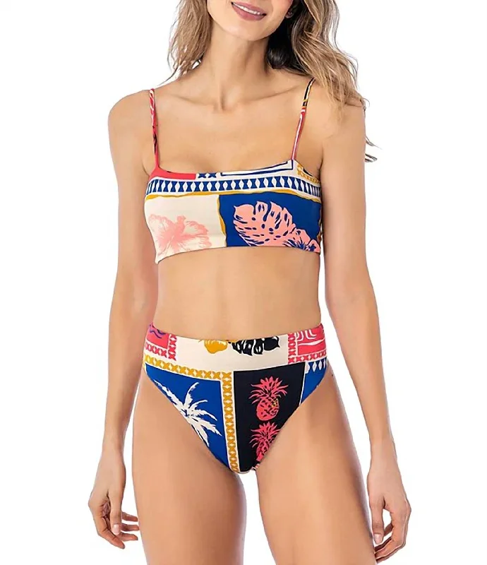 Sully Hi-Leg High Waist Bottom In Multi Color Paradise