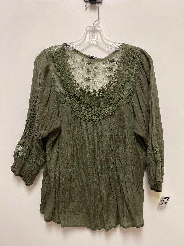 Top 3/4 Sleeve By Hannah In Green, Size: M