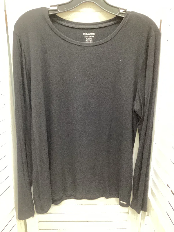 Top Long Sleeve By Calvin Klein In Black, Size: Xl