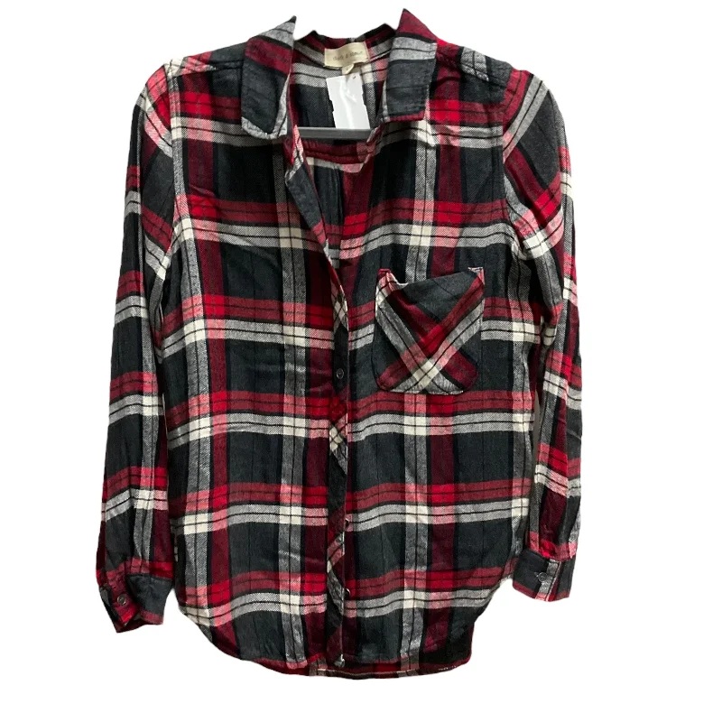 Top Long Sleeve By Cloth & Stone In Plaid Pattern, Size: S