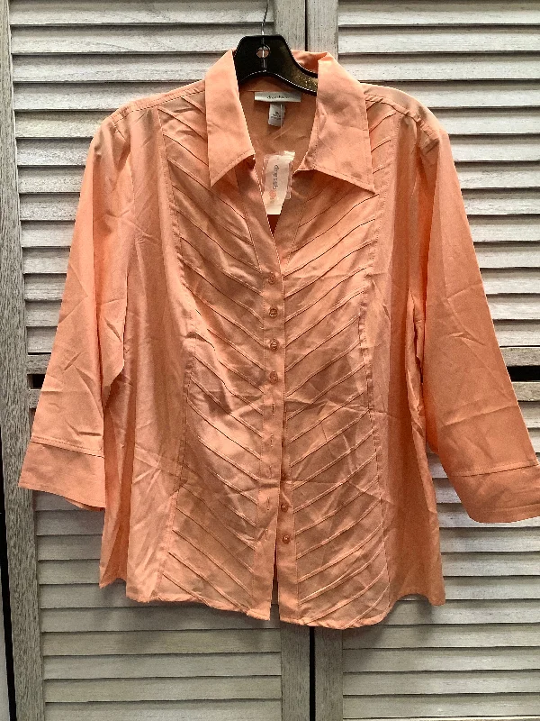 Top Long Sleeve By Dressbarn In Peach, Size: Xl