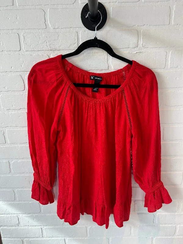 Top Long Sleeve By Inc In Red, Size: Xs