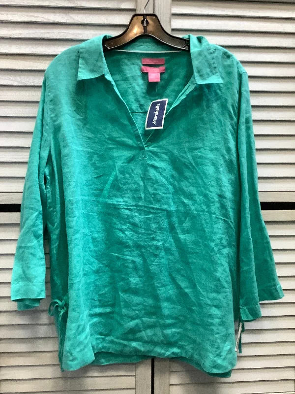 Top Long Sleeve By Isaac Mizrahi In Teal, Size: Xl