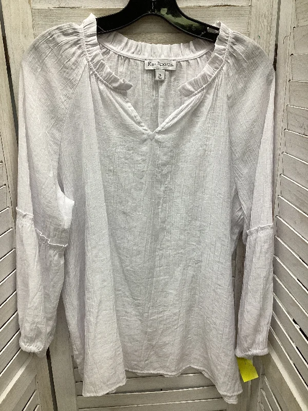 Top Long Sleeve By Kim Rogers In White, Size: Xl