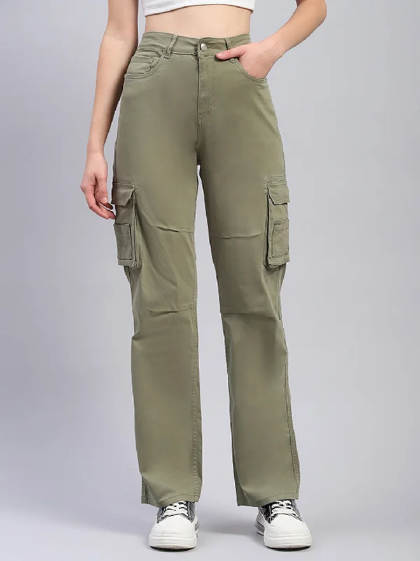 Women Olive Solid Cargo Cargo