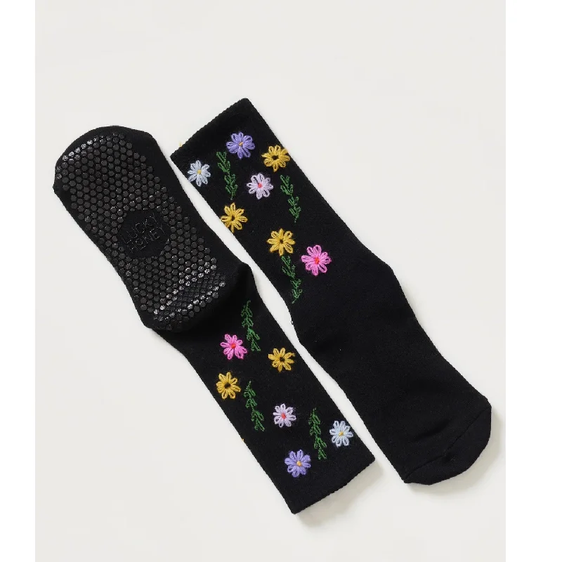 Tall Grip Tube Socks - Black - Wildflower