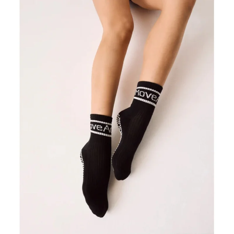 Unisex Crew Grip Socks - Logo Black Crew (Barre / Pilates)