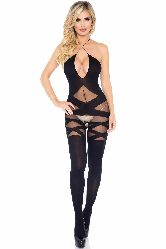 Opaque Illusion Keyhole Bodystocking